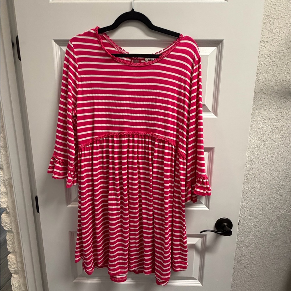 JODIFL Pink and White Striped Casual Dress